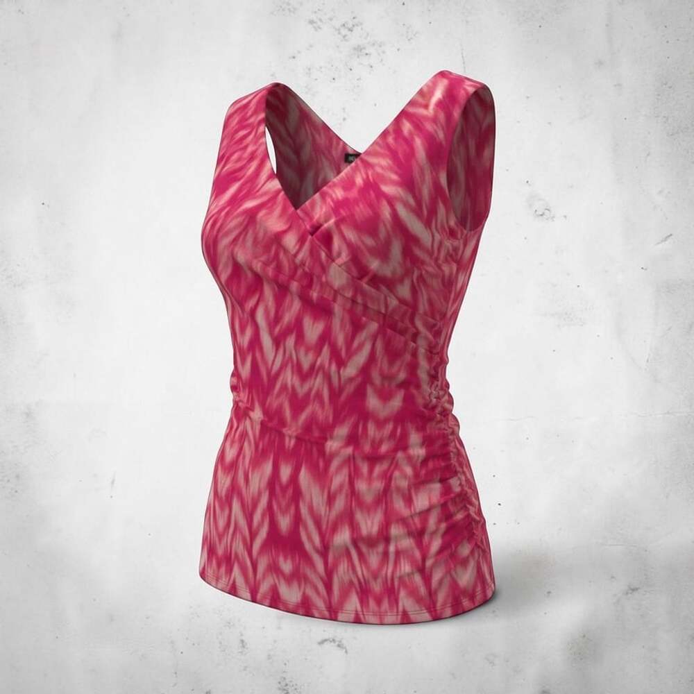 INC International Concepts Printed Top Blouse Pink White Petite PS